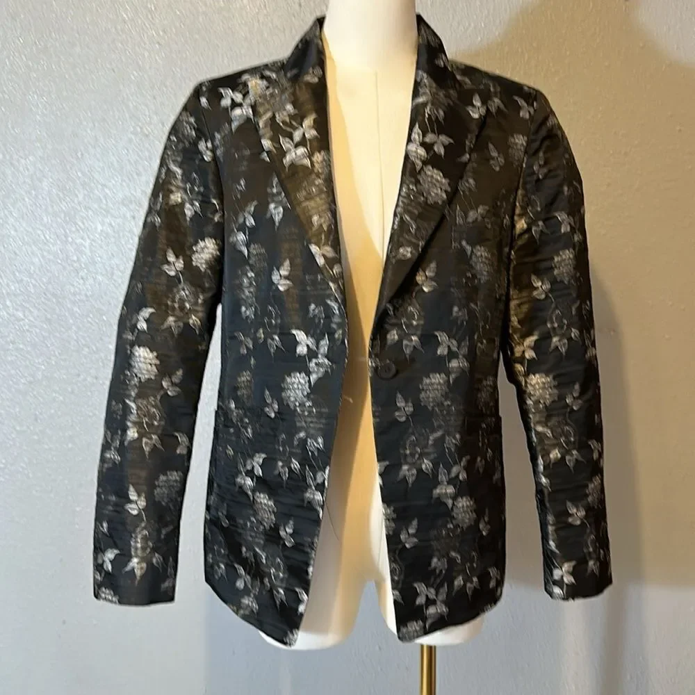 Zanella women’s floral brocade single button jacket/ blazer size 10